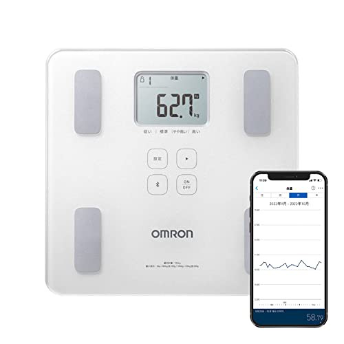 オムロン 体重 体組成計 HBF-230T-SW スマホ連動 体脂肪率 BMI 骨格筋率 OMRON connect対応 自動認識 シャイニーホワイト