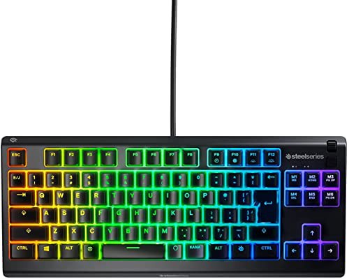 SteelSeries ゲーミングキーボード テンキーレス 有線 Apex 3 TKL US 英語配列 静音スイッチ IP32防滴 24キー同時押し対応 ブラック