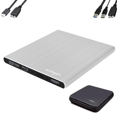 Archgon USB 3.1外付けCD/DVD/Blu-ray/UHDドライブUltra HD 4K コンテンツUHD BD 再生対応 ブルーレイ ドライブ アルミ製筐体 ポータブル