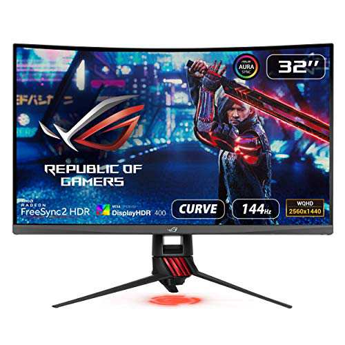 ASUS 31.5インチ PS5対応 湾曲ゲーミングモニター XG32VQR WQHD 広視野角178° 144Hz HDR400 FREESYNC 2 HDR DCI-P3 HDMI×2ポート高さ調