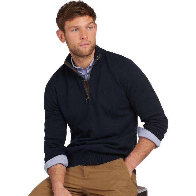 (取寄) バブアー メンズ コットン 1/2-ジップ セーター - メンズ Barbour men Cotton 1/2-Zip Sweater - Men's Navy