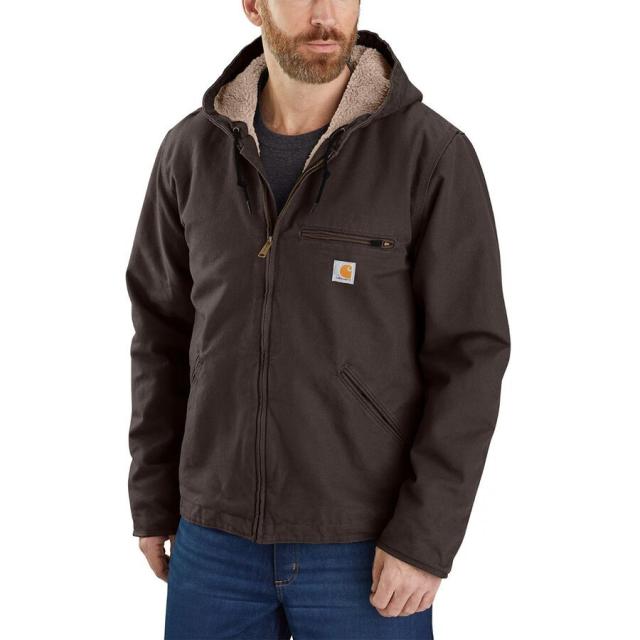 (取寄) カーハート メンズ OJ392 ウォッシュド ダック シェルパ ライン フーデット ジャケット - メンズ Carhartt men OJ392 Washed Duck Sherpa Lined Hooded Jacket - Men's Dark Brown