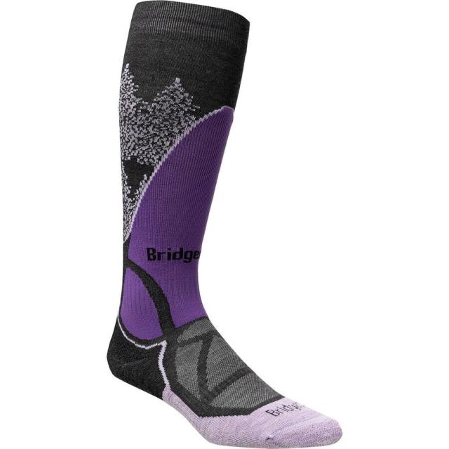 (取寄) ブリッジデール レディース スキー ミッドウエイト メリノ パフォーマンス ソックス - ウィメンズ Bridgedale women Ski Midweight Merino Performance Sock - Women's Black/Purple