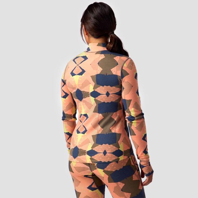 (取寄) バックカントリー レディース RWS メリノ ベースレイヤー— 1/4-ジップ トップ - ウィメンズ Backcountry women Cedars RWS Merino Mid-Wt Baselayer 1/4-Zip Top - Women's Peach Sky Geo Collage Print