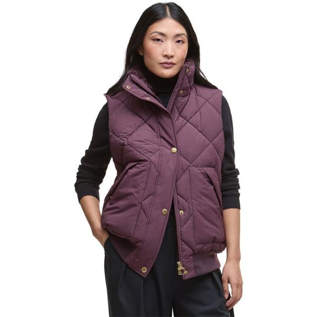 (取寄) バブアー レディース ベッキー パファー ジレ - ウィメンズ Barbour women Becky Puffer Gilet - Women's Black Cherry/Muted Tartan