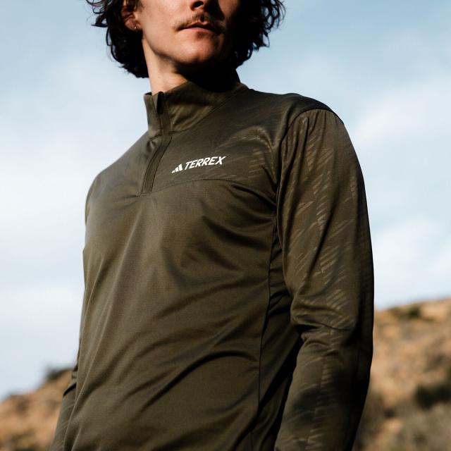 (取寄) アディダステレックス メンズ テレックス マルチ 1/2-ジップ ロング-スローブ シャツ - メンズ Adidas TERREX men Terrex Multi 1/2-Zip Long-Sleeve Shirt - Men's Olive Strata