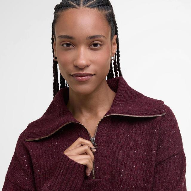 (取寄) バブアー レディース 1/2-ジップ ニット セーター - ウィメンズ Barbour women Lavensdale 1/2-Zip Knit Sweater - Women's Black Cherry