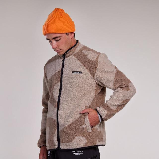 (取寄) ホワイトスペース メンズ シンチャブル シェルパ フリース ジップ-アップ - メンズ WHITESPACE men Cinchable Sherpa Fleece Zip-Up - Men's Tan Camo Print/Black