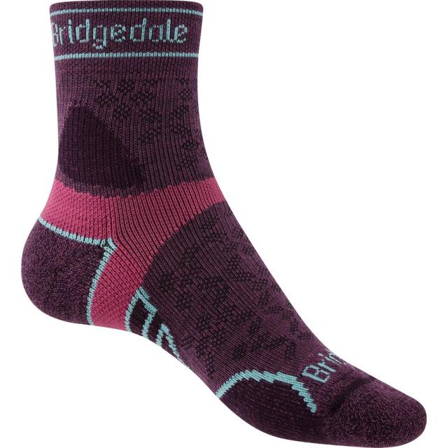 (取寄) ブリッジデール レディース トレイル ラン Lw T2 メリノ パフォーマンス 3/4 クルー ソック - ウィメンズ Bridgedale women Trail Run LW T2 Merino Performance 3/4 Crew Sock - Women's Charcoal/Purple
