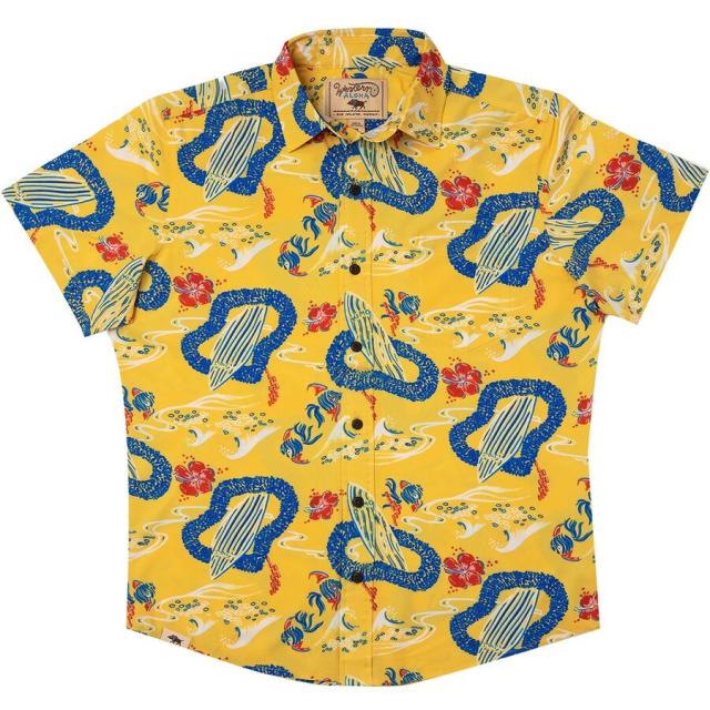 (取寄) メンズ リサイクル サーフボード アロハ シャツ - メンズ Western Aloha men Recycled Surfboard Aloha Shirt - Men's Yellow