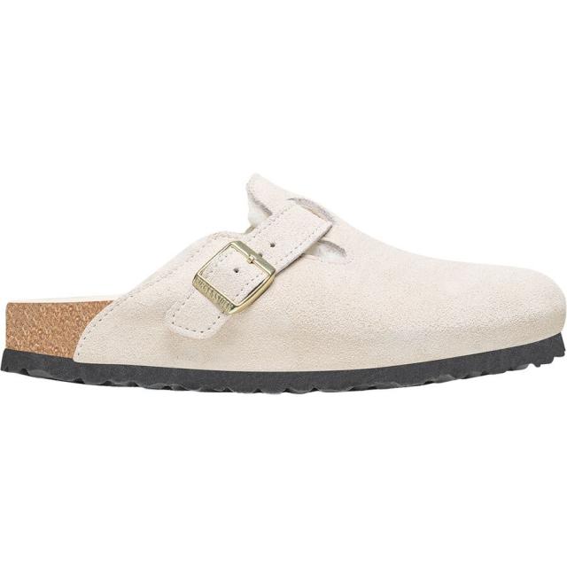 (取寄) ビルケンシュトック レディース ボストン シアリング ライン ナロー シューズ - ウィメンズ Birkenstock women Boston Shearling Lined Narrow Shoe - Women's Antique White/Antique White Suede Shearling