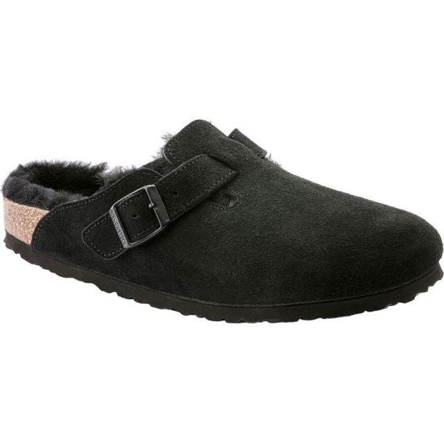 (取寄) ビルケンシュトック レディース ボストン シアリング ライン シューズ - ウィメンズ Birkenstock women Boston Shearling Lined Shoe - Women's Black/Black Suede Shearling