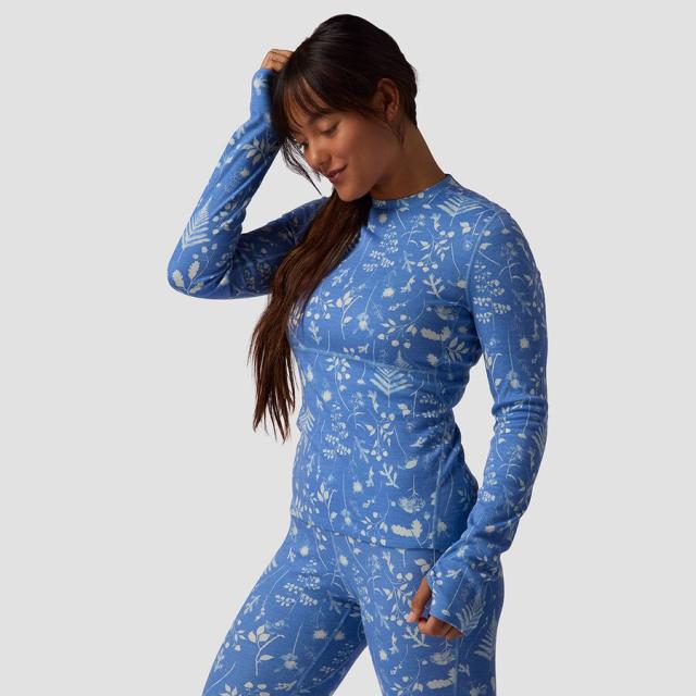 (取寄) バックカントリー レディース メリノ ミッドウエイト クルー ベースレイヤー— トップ - ウィメンズ Backcountry women Cedars Merino Midweight Crew Baselayer Top - Women's Deja Blue Print