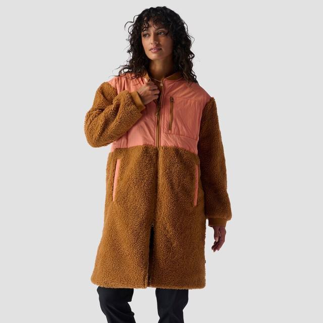 (取寄) バックカントリー レディース ミックスド ファブリック フリース ロング コート - ウィメンズ Backcountry women Mixed Fabric Fleece Long Coat - Women's Brown Sugar/Tawny Orange/Fired Brick