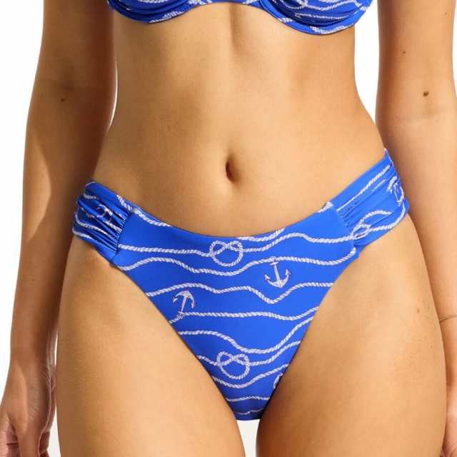 (取寄) シーフォリー レディース セット セイル ハイ レッグ ルーシュド サイド ビキニ ボトム - ウィメンズ Seafolly women Set Sail High Leg Ruched Side Bikini Bottom - Women's Azureの通販は