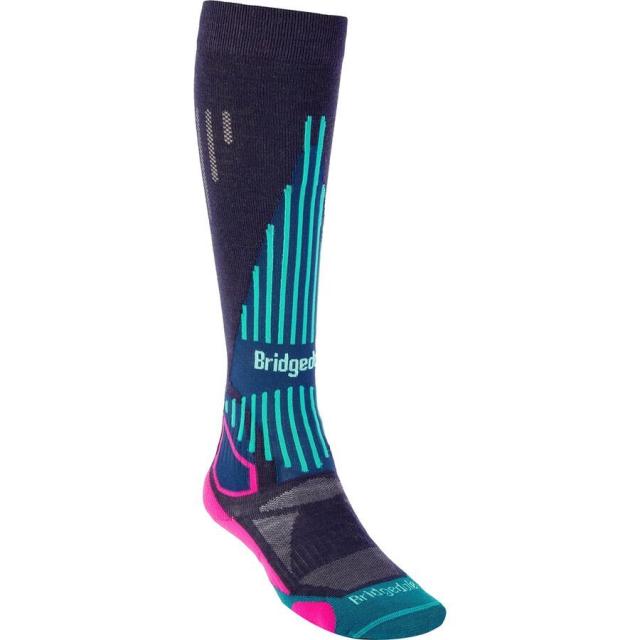 (取寄) ブリッジデール レディース ライトウェイト メリノ エンデュランス スキー ソックス - ウィメンズ Bridgedale women Lightweight Merino Endurance Over-Calf Ski Sock - Women's Denim/Pink