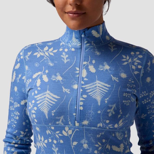 (取寄) バックカントリー レディース RWS メリノ ベースレイヤー— 1/4-ジップ トップ - ウィメンズ Backcountry women Cedars RWS Merino Mid-Wt Baselayer 1/4-Zip Top - Women's Deja Blue Print