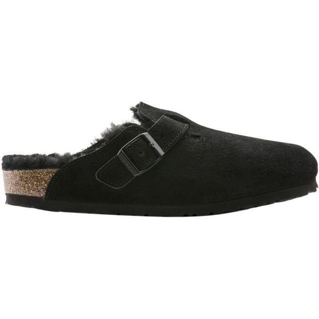 (取寄) ビルケンシュトック レディース ボストン シアリング ライン ナロー シューズ - ウィメンズ Birkenstock women Boston Shearling Lined Narrow Shoe - Women's Black-Black Suede