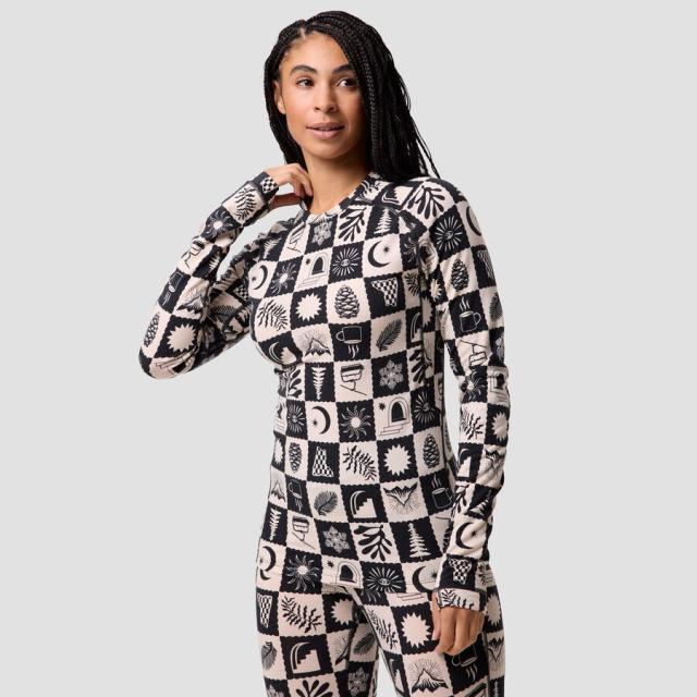 (取寄) バックカントリー レディース RWS メリノ ベースレイヤー— クルー トップ - ウィメンズ Backcountry women Cedars RWS Merino Lt-Wt Baselayer Crew Top - Women's Fog Patchart Print