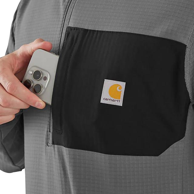 (取寄) カーハート メンズ フォース リラックスド-フィット フィット モック ネック 1/2-ジップ T-シャツ - メンズ Carhartt men Force Relaxed Fit Mock Neck 1/2-Zip T-Shirt - Men's Steel