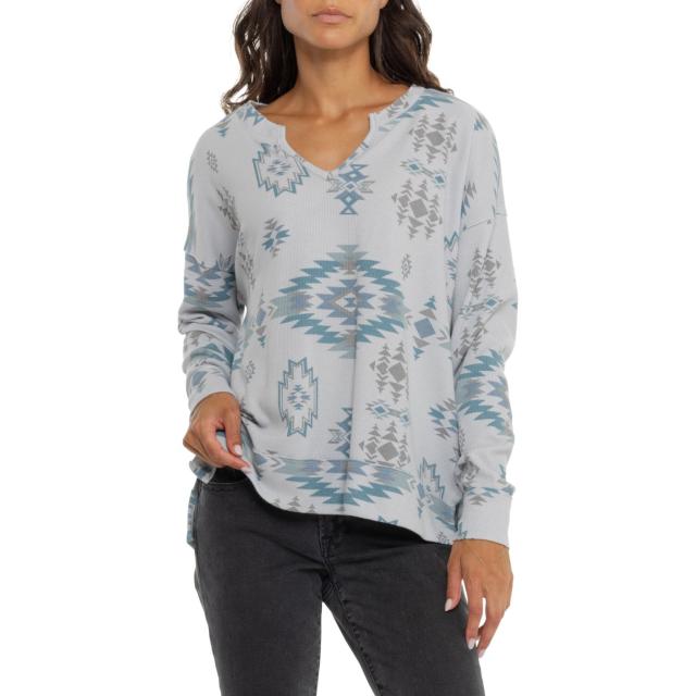 (取寄) ラッキーブランド スプリット ネック シャツ - ロング スリーブ Lucky Brand Split Neck Shirt - Long Sleeve Grey Heather Multi