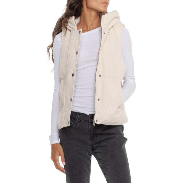 (取寄) キョーダンアウトドア ショート キルテッド フーデット パファー ベスト - インサレーテッド Kyodan Outdoor Short Quilted Hooded Puffer Vest - Insulated  White Cap Grey