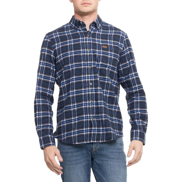(取寄) ランズエンド レイクサイド フランネル シャツ - ロング スリーブ Lands' End Lakeside Flannel Shirt - Long Sleeve Blue Heather