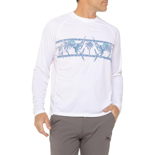 (取寄) ハック パシュート グラフィック クルー ネック シャツ - Upf 50以上, ロング スリーブ Huk Pursuit Graphic Crew Neck Shirt - UPF 50+, Long Sleeve  Quiet Harbor