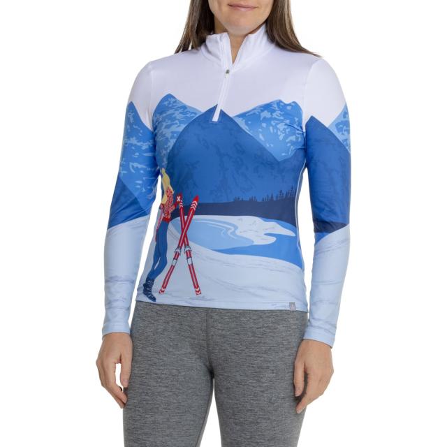 (取寄) クリームソンクローバー メイプル リーフ ベース レイヤー トップ - ジップ ネック, ロング スリーブ Krimson Klover Maple Leaf Base Layer Top - Zip Neck, Long Sleeve  White/Grey