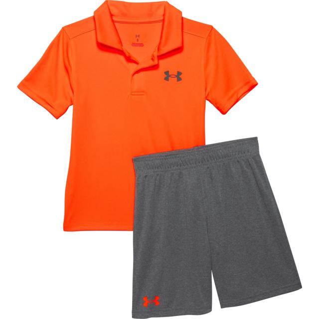(取寄) アンダーアーマー リトル ボーイズ ポロ シャツ アンド ショーツ セット - ショート スリーブ Under Armour Little Boys Polo Shirt and Shorts Set - Short Sleeve Blaze Orangeの通販は