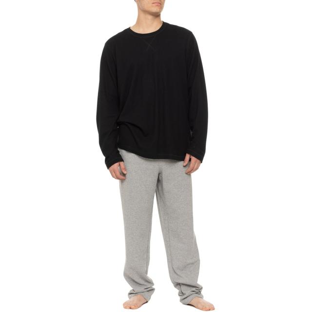 (取寄) エディーバウアー フリース シャツ アンド パンツ スリープ セット - ロング スリーブ Eddie Bauer Fleece Shirt and Pants Sleep Set - Long Sleeve  Onyx/Grey