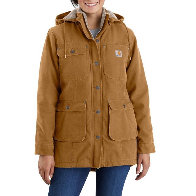 (取寄) カーハート プラス ルーズ フィット ウェザード ダック コート - インサレーテッド Carhartt 105512 Plus Loose Fit Weathered Duck Coat - Insulated Carhartt Brown