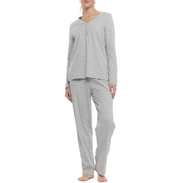 (取寄) ストライプ パジャマ - オーガニック コットン, ロング スリーブ Poppy & Clay Stripe Pajamas - Organic Cotton, Long Sleeve  Grey Stripe