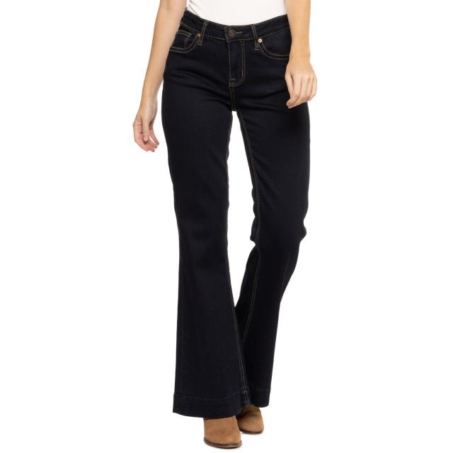 (取寄) スカルプ バック ヨーク トラウザー ジーンズ - ミッド ライズ Rock & Roll Denim Scallop Back Yoke Trouser Jeans - Mid Rise  Dark Wash