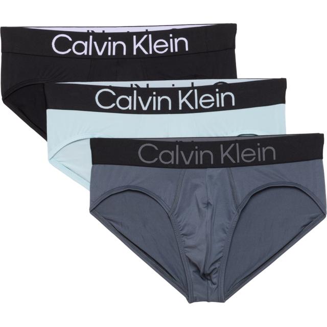 (取寄) カルバンクライン ボールド ロゴ ロー-ライズ ヒップ ブリーフ - 3-パック   Bold Logo Low-Rise Hip Briefs - 3-Pack  Black/Turbulence/Sterling Blue