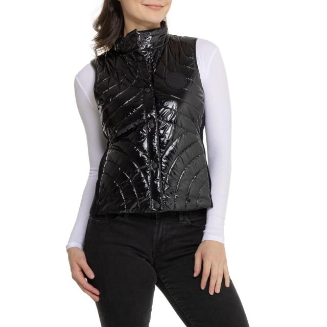 (取寄) G/フォア キルテッド ナイロン スナップ-フロント ベスト - メリノ ウール ライニング, インサレーテッド G/FORE Quilted Nylon Snap-Front Vest - Merino Wool Lining, Insulated  Onyx