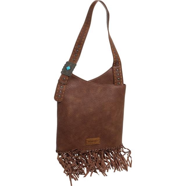(取寄) ラングラー フリンジ ホーボー バッグ ウィズ スタデッド ストラップ Wrangler Fringe Hobo Bag with Studded Strap  Coffee