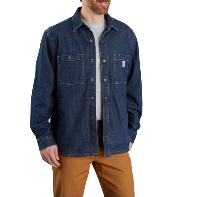 (取寄) カーハート リラックスド-フィット フィット デニム スナップ-フロント シャツ ジャケット - フリース ライン Carhartt 105605 Relaxed Fit Denim Snap-Front Shirt Jacket - Fleece Lined Glacier