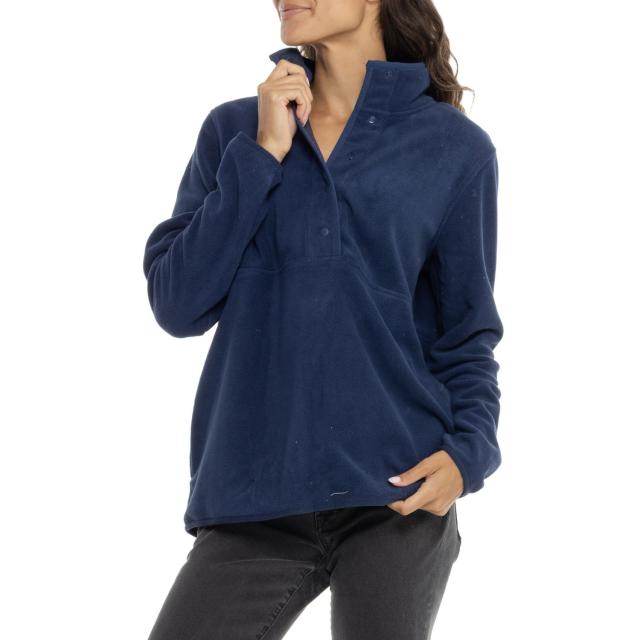 (取寄) ランズエンド ライトウェイト パウダー フリース プルオーバー ジャケット - スナップ ネック Lands' End Lightweight Powder Fleece Pullover Jacket - Snap Neck Dk Navy