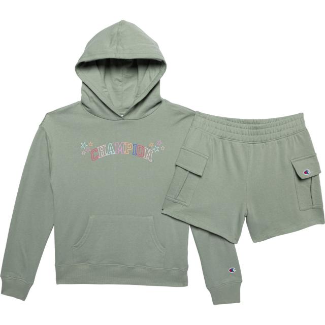 (取寄) チャンピオン ビッグ ガールズ ブーディ アンド ショーツ セット Champion Big Girls Hoodie and Shorts Set  Lily Padの通販は 6,248円