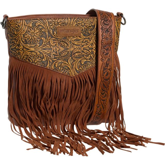 (取寄) ラングラー フリンジ ハーフ ツール クロスボディ バッグ Wrangler Fringed Half Tool Crossbody Bag  Brown