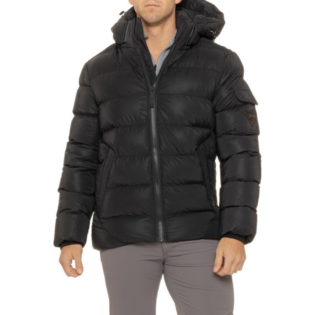 (取寄) ポイントゼロ マット シャイン テクスチャー パファー ジャケット - インサレーテッド POINT ZERO Matte Shine Textured Puffer Jacket - Insulated  Black