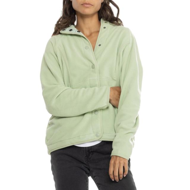 (取寄) ランズエンド ライトウェイト パウダー フリース ジャケット - スナップ フロント Lands' End Lightweight Powder Fleece Jacket - Snap Front Sage