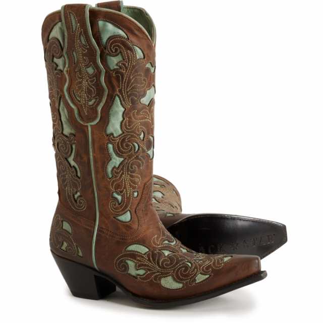 (取寄) レディース スニップ トゥ カウボーイ ブーツ BLACK STAR women Gruene Snip Toe Cowboy Boots (For Women)  Cafe/Sageの通販はその他ブーツ