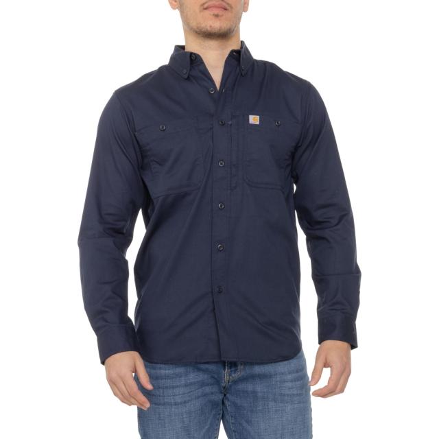 (取寄) カーハート ビッグ アンド トール ラギッド プロフェッショナル シリーズ リラックスド-フィット フィット キャンバス シャツ - ロング スリーブ Carhartt 102538 Big and Tall Rugged Professional Series Relaxed Fit Canvas Shirt - Long Sleeve Navy