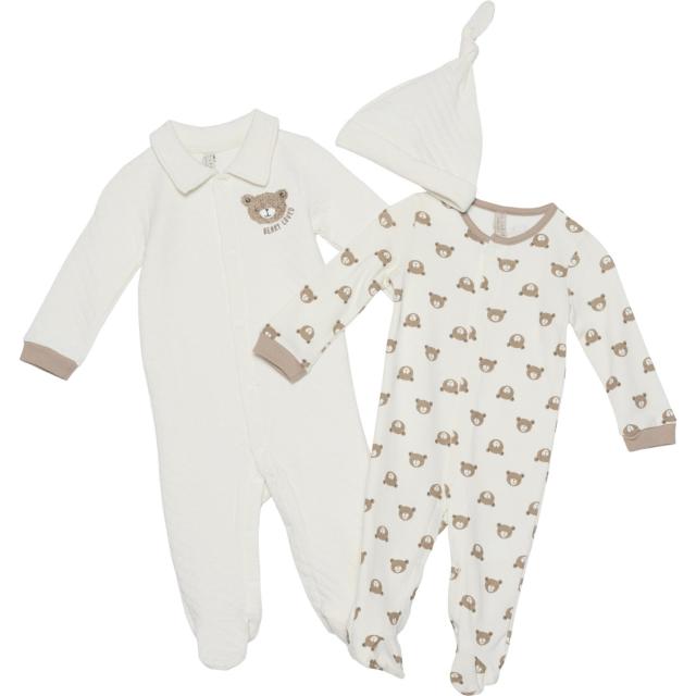 (取寄) チックピーオーガニック ニューボーン ボーイズ ベアー カバーオール セット - 3-ピース, ロング スリーブ CHICKPEA ORGANIC Newborn Boys Bear Coveralls Set - 3-Piece, Long Sleeve  Multi