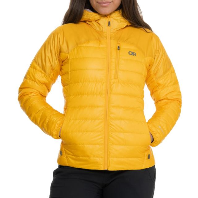 (取寄) アウトドア リサーチ ヘリウム ダウン ブーディ - 800 フィル パワー Outdoor Research Helium Down Hoodie - 800 Fill Power  Saffron