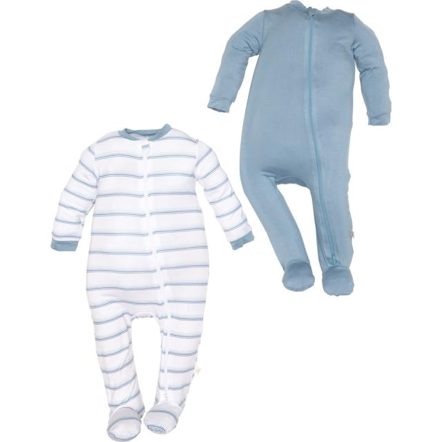 (取寄) ミルクベリー ニューボーン ボーイズ ストライプ カバーオール - 2-パック, ロング スリーブ MILKBERRY Newborn Boys Stripes Coveralls - 2-Pack, Long Sleeve  Blue