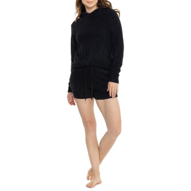 (取寄) ソリッド マシュマロ ブーディ アンド ショーツ ラウンジ セット Softies Solid Marshmallow Hoodie and Shorts Lounge Set  Black