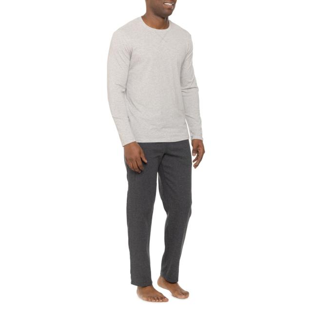 (取寄) エディーバウアー ウルトラソフト ジャージ シャツ アンド ワッフル-ニット パンツ パジャマ - ロング スリーブ Eddie Bauer Ultrasoft Jersey Shirt and Waffle-Knit Pant Pajamas - Long Sleeve  Grey